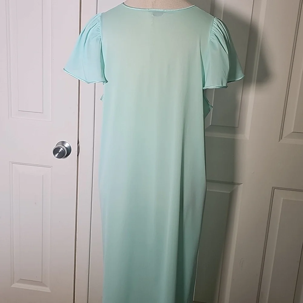 Vanity Fair Womens‎ Y2K vintage Night Gown. blueish Green Lg. Lovely